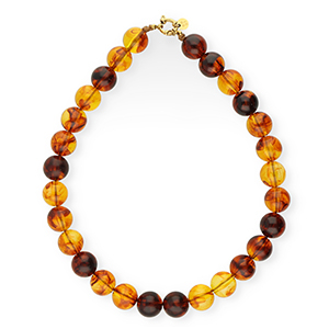 BY31&reg; 16mm acryl bead necklaces shiny Amber Brown-Gold