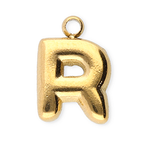 Stainless steel charms letter R Gold