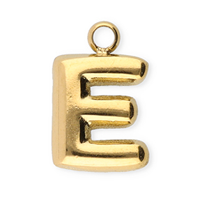 Stainless steel charms letter E Gold