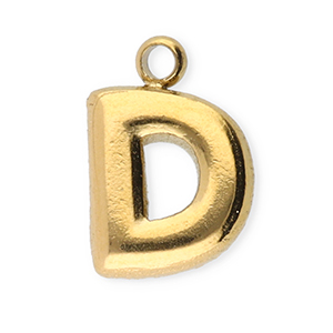 Stainless steel charms letter D Gold
