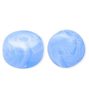Acrylic beads disc Light Blue-Marble