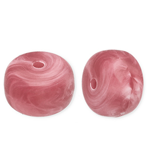 Acrylic beads disc Warm Pink-Marble