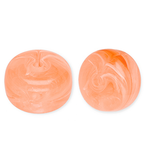 Acrylic beads disc Peachy Orange-Marble