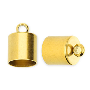 Stainless steel findings end cap &Oslash;8mm with loop Gold
