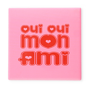 BY31&reg; Tile with quotes "Oui oui mon ami" Pink-Red