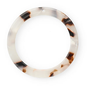 Resin pedants 35mm round Tortoise White