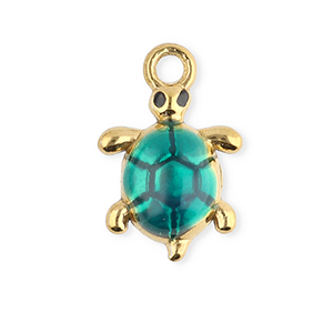 Stainless steel charm enamel turtle Gold-Green
