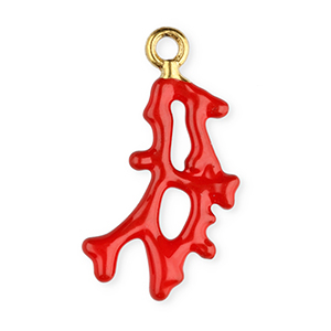 Stainless steel charm enamel coral Gold-Red