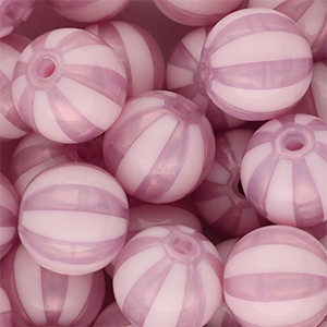 16 mm DQ&reg; acrylic beads with stripes Vintage Pink