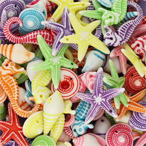 Acrylic beads sea life Multicolour-White