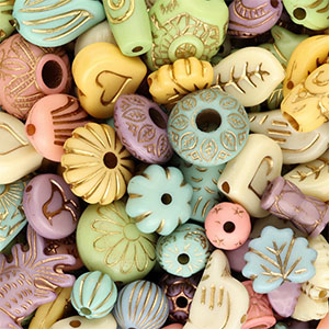 Acrylic beads mix Multicolour-Gold