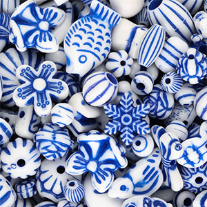 Acrylic beads mix White-Delft Blue