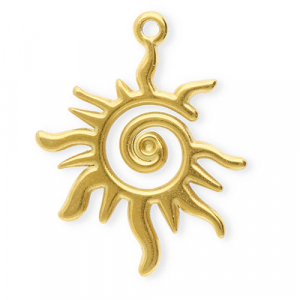 Stainless steel charms spiral sun Gold