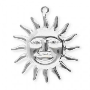Stainless steel charms sun with face Silver