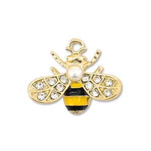 Metal charms enamel bee Gold-Yellow-Black
