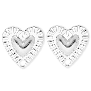 BY31&reg; Stainless Steel findings earrings&nbsp;/&nbsp;earpins heart with loop Silver