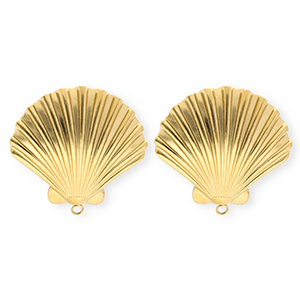 BY31&reg; Stainless Steel findings earrings&nbsp;/&nbsp;earpins shell with loop Gold