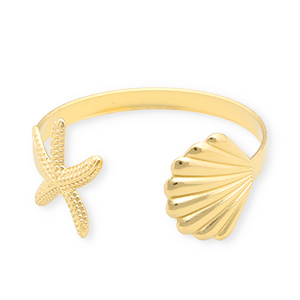 Stainless steel bracelets bangle shell & starfish Gold