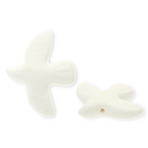 Beads ceramic bird White