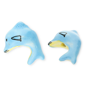 Beads ceramic dolphin Blue-Yellow-Black