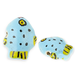 Beads ceramic fish Blue-Yellow-Black