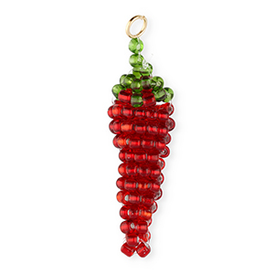 BY31&reg; Glass seed beads charms chili pepper Dark Red-Green
