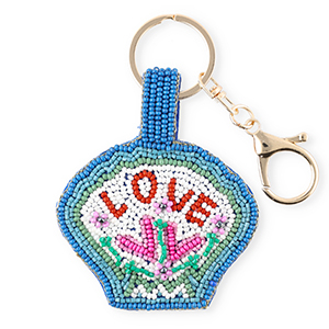 Keychain shell "LOVE" Gold-Blue-Green-White-red