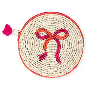 Purse round with bow Off White-Fuchsia-Warm Orange