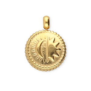 BY31&reg; Stainless steel charms round with sun & moon Gold