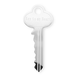 Stainless steel statement brooches key ''Key to my heart'' Silver