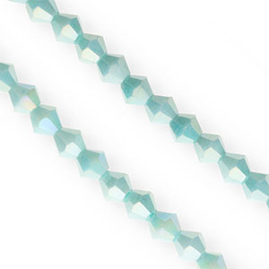 Top faceted beads bicone 6mm Aqua Green-AB Coating