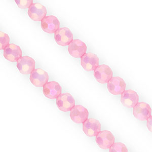 Round top faceted beads 6mm Peonia Pink-AB Coating