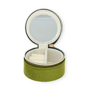 Jewellery travel box with mirror round Olive Green