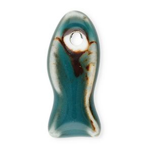 Beads ceramic fish Dark Teal Blue-Brown