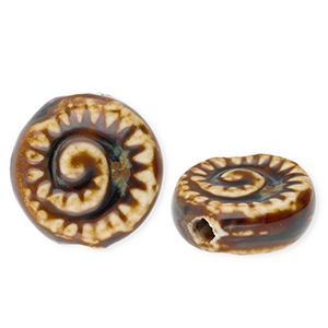 Beads ceramic fossil Dark Brown-Light Brown