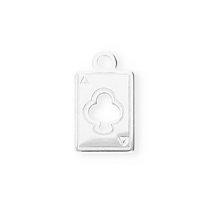 Stainless steel charms playcard Silver