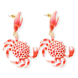 Trendy earrings&nbsp;/&nbsp;earpins enamel crab with stainless steel post Gold-Red-Pink-White