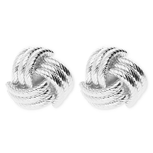 Statement earrings&nbsp;/&nbsp;earpins monkey's fist with stainless steel post Silver
