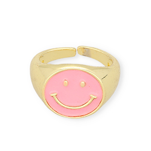Must-have rings enamel smiley Pink-Gold