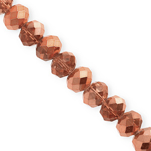 Top faceted beads 12x9mm disc Rose Gold-Pearl Shine Coating