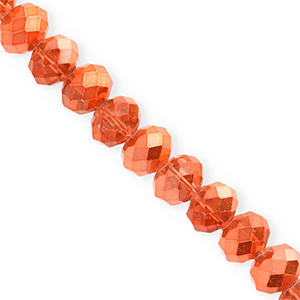 Top faceted beads 12x9mm disc Coral Orange-Pearl Shine Coating