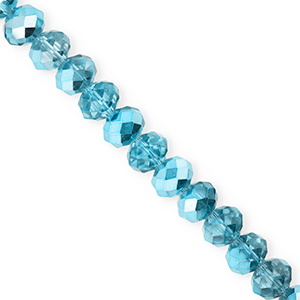 Top faceted beads 8x6mm disc Teal Blue-Pearl Shine Coating