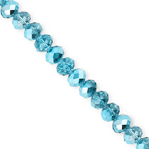 Top faceted beads 6x5mm disc Teal Blue-Pearl Shine Coating