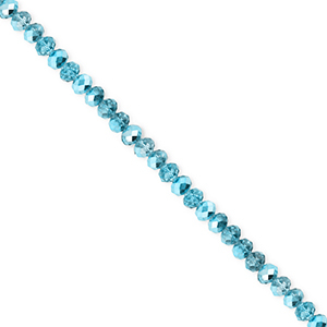 Top faceted beads 3x2mm disc Teal Blue-Pearl Shine Coating