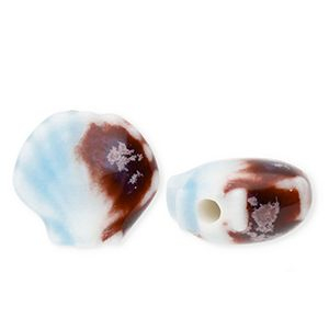 Beads ceramic shell Light Blue-Brown