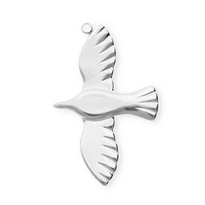 Stainless steel charms bird Silver