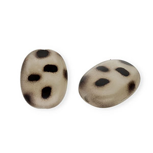 Acrylic beads oval with leopard print Beige-Dark Brown