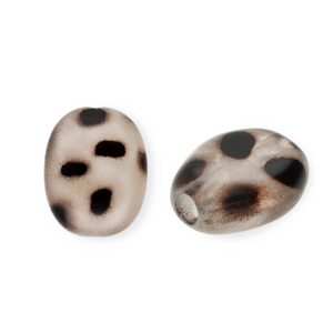 Acrylic beads egg-shaped with leopard print Transparent White-Black