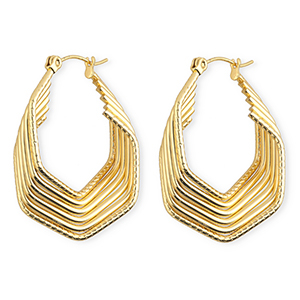 Stainless steel earrings&nbsp;/&nbsp;creoles hexagon Gold