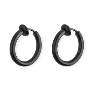 Stainless steel clip-on&nbsp;earrings&nbsp;/&nbsp;creoles Black